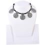 Saissa Silver Tone Oxidized Choker Boho Gypsy Thread Rope Indian Bollywood Necklace Jewelry for Women