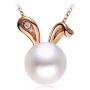 Freshwater Cultured Pearls Cute Animal Rabbit Pendant Delicate Jewelry S925 Sterling Silver Necklace Easter Valentines Day Christmas Anniversary Gift for Girls Women - Rose Gold