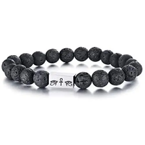 VNOX Egyptian Eye of Horus Eye of Ra Ankh Cross Lave Rock Stone Essential Oil Diffuser Beaded Stretch Bracelet VNOX Egyptian Eye of Horus Eye of Ra Ankh Cross Lave Rock Stone Essential Oil Diffuser Beaded Stretch Bracelet