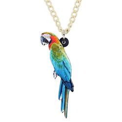NEWEI Acrylic Novelty Flying Parrot Bird Necklace Chain Pendant Collar Fashion Animal Ornaments Jewelry for Women Gifts Charm