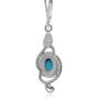 Silvershake Genuine Oval Shape Arizona American Turquoise 925 Sterling Silver Swirl Drop Dangle Leverback Earrings Jewelry for Women