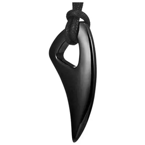 URBAN JEWELRY Mens Black 316l Stainless Steel Alpha Spear Wolf Teeth Pendant Chain Necklace URBAN JEWELRY Mens Black 316l Stainless Steel Alpha Spear Wolf Teeth Pendant Chain Necklace