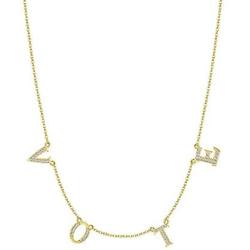 HAIAISO 14K Gold Plated Michelle Obama Vote Necklaces Personalized Letter Pendant Jewelry Initial Minimalist Chains Necklace for Women and Girls