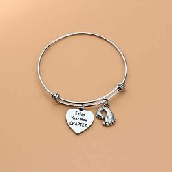 AKTAP Mommy to Be Gift New Parents Gift Enjoy Your Chapter Keychain First Time Mom Gift Pregnancy Announcement Gifts with Baby Footprint Charm