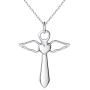 Sepfavo Guardian Angel Cross Pendant Stainless Steel Necklace Jewelry Gifts for Women Teen Girls