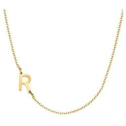 Glimmerst Sideways Initial Necklace, 18K Gold Plated Stainless Steel Mini Letter Choker Necklace Personalized Name Necklace for Women
