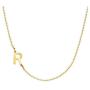 Glimmerst Sideways Initial Necklace, 18K Gold Plated Stainless Steel Mini Letter Choker Necklace Personalized Name Necklace for Women