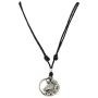 Unicorn Pendant on Adjustable Black Rope Cord Necklace (Old Silver)