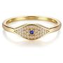 Gold Dainty Evil Eye Rings Mountain Ring Stackable Ring Open Wrap Ring CZ Eternity Bands for Women
