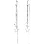 Tassel Moon Star Threader Drop Dangle Earrings for Women Girls Elegant Fashion Hollow Star Silver Plated Long Chain Hanging Earrings Minimalist Dangling Hypoallergenic Piercing Gifts Daughter Birthday