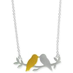 Boma Jewelry Sterling Silver 18kt. Gold Washed Sterling Silver Love Birds Branch Necklace, 16 inches