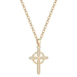 Rosemarie Collections Womens Religious Celtic Cross Pendant Necklace with Cubic Zirconia, 16'' Plus 2'' Extender