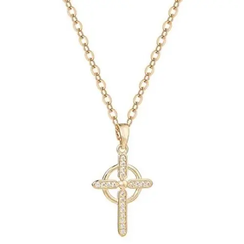 Rosemarie Collections Womens Religious Celtic Cross Pendant Necklace with Cubic Zirconia, 16'' Plus 2'' Extender Rosemarie Collections Womens Religious Celtic Cross Pendant Necklace with Cubic Zirconia, 16'' Plus 2'' Extender