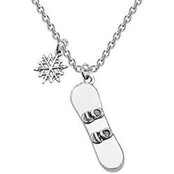 CENWA Snowboarder Gift 3D Snowboard and Snowflake Pendant Snowboarding Necklace Snowboarder Team Gift