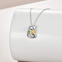MONGAS Sloth Jewelry Gifts Sloth Sunflower Necklace 925 Sterling Silver Jewelry for Women