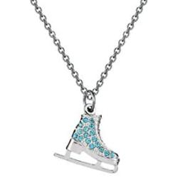 FUSTMW Skater Necklace Ice Skate Necklace White Enameled Figure Skating Pendant Team Sport Skater Jewelry Skate Lover Gift