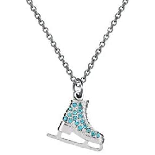 FUSTMW Skater Necklace Ice Skate Necklace White Enameled Figure Skating Pendant Team Sport Skater Jewelry Skate Lover Gift
