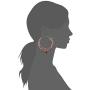 Steve Madden Womens Floral Design With Red Rhinestone Teardrop Dangle Charm Yellow Gold-Tone Large Hoop Earrings, One Size