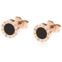 Arain Titanium Steel Stud earring Two Tone Round Black Disc Charm Dangle Drop Earrings Hypoallergenic Fashion Earrings for Women Girls