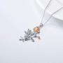 RMREWY Flower Fairy Necklace 925 Sterling Silver Flower Girl Rose Pendant Necklace Fairy with Angel Wings Jewelry Gift for Princess Girls Women