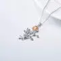RMREWY Flower Fairy Necklace 925 Sterling Silver Flower Girl Rose Pendant Necklace Fairy with Angel Wings Jewelry Gift for Princess Girls Women