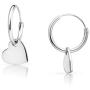 SolidSilver - Sterling Silver Dangle Heart Charm Endless Hoop Earrings | Sterling Silver or Yellow Gold Dipped