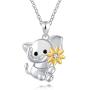 Sterling Silver Elephant Pendant Necklace with Sunflower Lovely Lucky Elephant Jewelry Birthday Gift for Mother Daughter Women Girls
