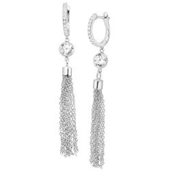 Silpada Cosmos Tassel Drop Earrings with Cubic Zirconia in Sterling Silver