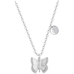 Initial Butterfly Necklace Letter Pendant Necklace with Message Card Silver Butterfly Jewelry Gifts for Women Girls