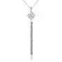 S925 Sterling Silver Long Chain Necklace for Women Statement Pendant Fringe Sweater Necklaces