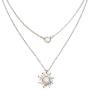 HUNO Double Chains Moon and Sun Layered Choker Necklace Sunflower Opal Pendant Necklace Gift for Women