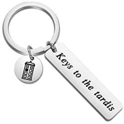 WUSUANED Tardis Keychain Keys to The Tardis Jewelry with Police Box Charm Gift for Doctor Who Fan