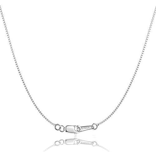 Fodizi 18K Gold Plated Sterling Silver Chain for Women Girl Italy Silver Chain Necklace 0.8mm 925 Sterling Box Chain - 16/18/20/22/24 Inch