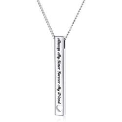 Sister Gifts from Sister - Always My Sister Forever My Friend Bar Necklace - Birthday Jewelry Gift Necklaces for Sisters