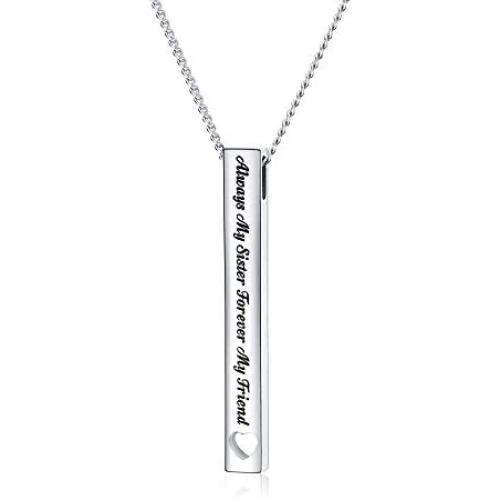 Sister Gifts from Sister - Always My Sister Forever My Friend Bar Necklace - Birthday Jewelry Gift Necklaces for Sisters