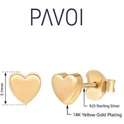 PAVOI 14K Gold Plated 925 Sterling Silver Earrings | Tiny Dot/Triangle Disc Stud Earrings | Gold Stud Earrings for Women