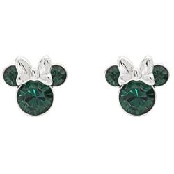Disney Minnie Mouse Birthstone Jewelry, Silver Plated Crystal Stud Earrings for Women and Girls