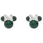 Disney Minnie Mouse Birthstone Jewelry, Silver Plated Crystal Stud Earrings for Women and Girls
