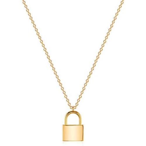 VACRONA Dainty Gold Lock Initial Necklace 18K Gold Plated Initial Padlock Layered Lock Necklace Personalized Monogram Old English Engraved Alphabet Symbol Custom Letter Necklace