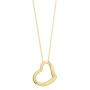 Floating Puff Open Heart Fancy Pendant Necklace 14K Yellow Gold on Box Chain Italy UNICORNJ 16''