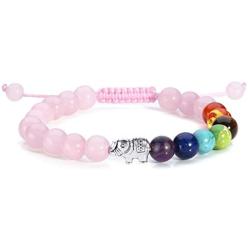 Top Plaza 7 Chakra Bead Bracelet Elephant Gifts Distance Couples Bracelets Lava Rock Stone Healing Crystals Yoga Anxiety Bracelets for Women Men