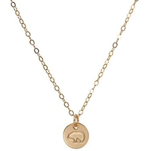 StyledU New Mom Gifts, Tiny Mama Bear Necklace for Women, 14k Gold Filled Dainty Mama Bear Disc Necklace, Mom Jewelry, Expecting Mom Necklace, Mom Birthday, Mothers Day, First Time Mom Pregnant Mother to be Jewelry