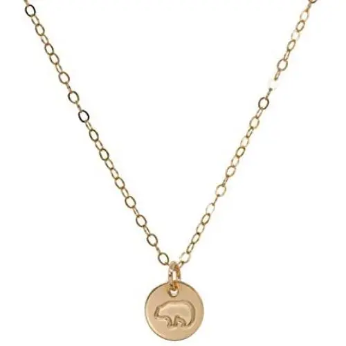 StyledU New Mom Gifts, Tiny Mama Bear Necklace for Women, 14k Gold Filled Dainty Mama Bear Disc Necklace, Mom Jewelry, Expecting Mom Necklace, Mom Birthday, Mothers Day, First Time Mom Pregnant Mother to be Jewelry