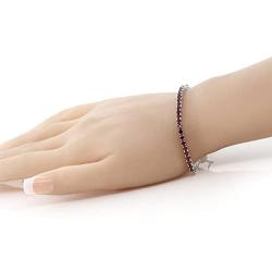 Gem Stone King 925 Sterling Silver Red Garnet Gemstone Birthstone Womens Adjustable Tennis Bracelet (4.50 Cttw, 3MM Round Garnet)