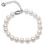 Pearl Bracelets for Women Freshwater Cultured White Round Sterling Silver Genuine Pearl Bracelet for Girls 6-6.5mm/6.5-7.5mm/7.5-8.5mm
