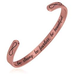 Luvalti ''Be Strong, Be Fearless, Be Beautiful'' Stainless Steel Bracelet - Cuff Bracelet - Motivational Jewelry Gift