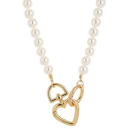 Eseres Pearl Necklace for Women with Heart Knot Pendant Girls Gift
