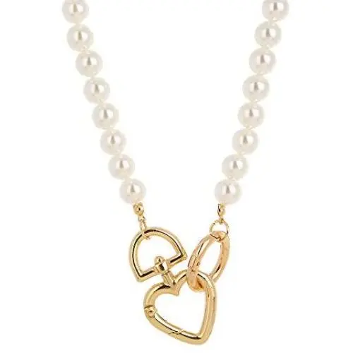 Eseres Pearl Necklace for Women with Heart Knot Pendant Girls Gift Eseres Pearl Necklace for Women with Heart Knot Pendant Girls Gift