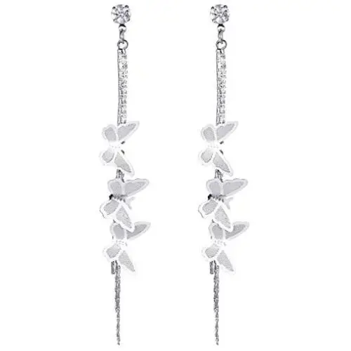 Nanafast Butterfly Long Dangle Earrings for Women & Girl Crystal Alloy Butterfly Tassel Piercing Earrings Jewelry Gift