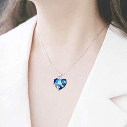 WOTEER Mom Necklace for Mom Birthday I Love You Mom Blue Crystal Necklace for Mom from Daughter